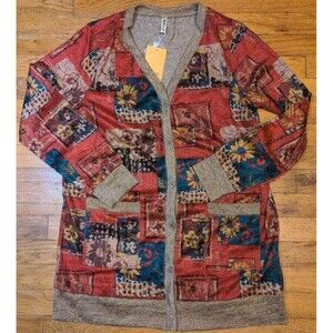 New GRECERELLE Womens Open Front Cardigan Button Down Ribbed Lightweight Top NWT